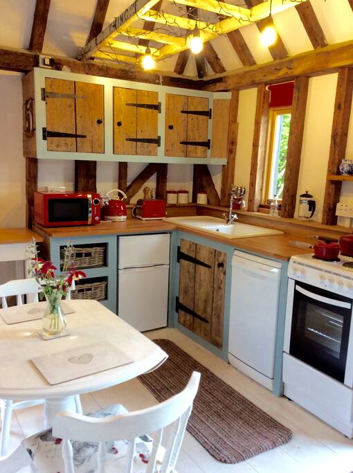 The compact kitchen, complete with all essentials
