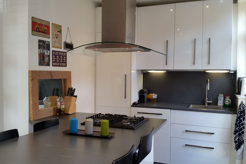 Brand new kitchen with large bar, dishwasher, oven and music facilities