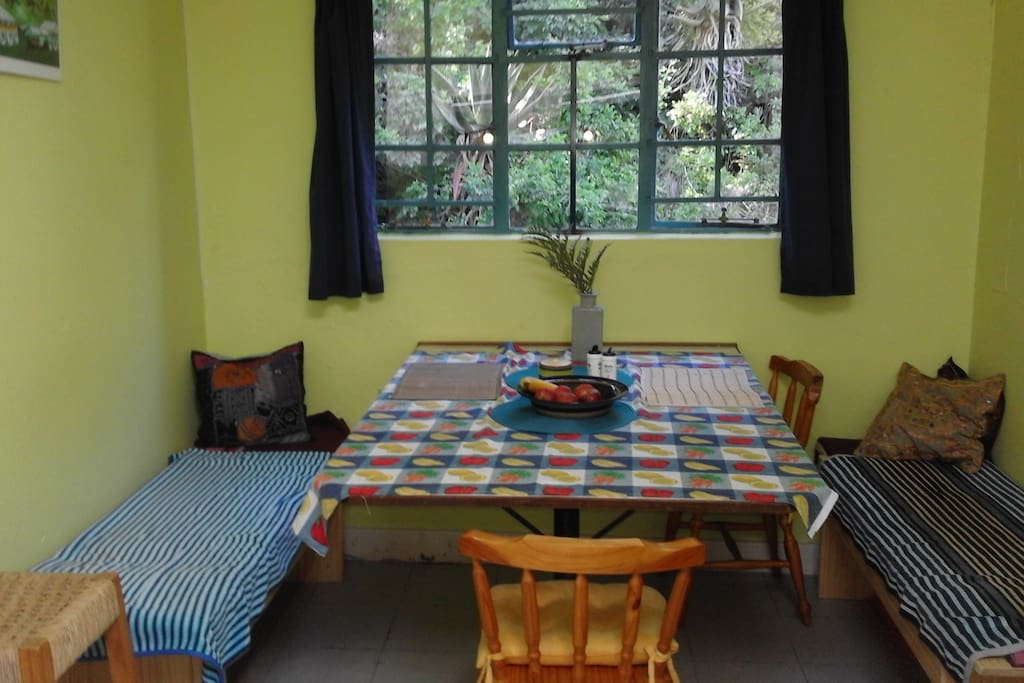 The breakfast nook off the guest kitchen.