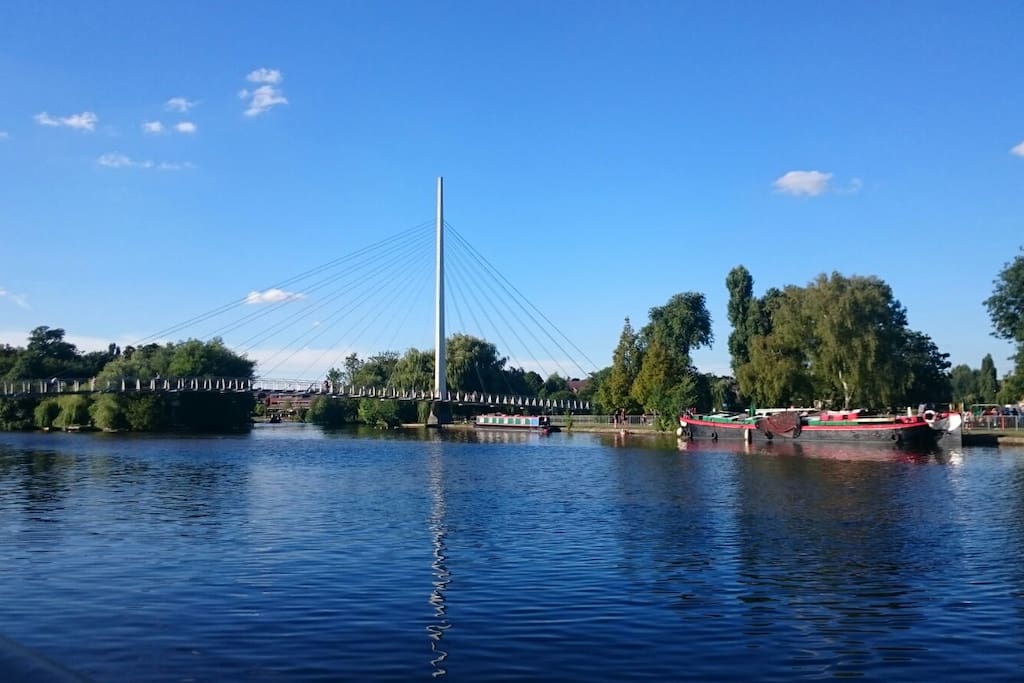 Caversham Footbridge, allows 10 minute walk to Reading Train station, plus some great views of the river!