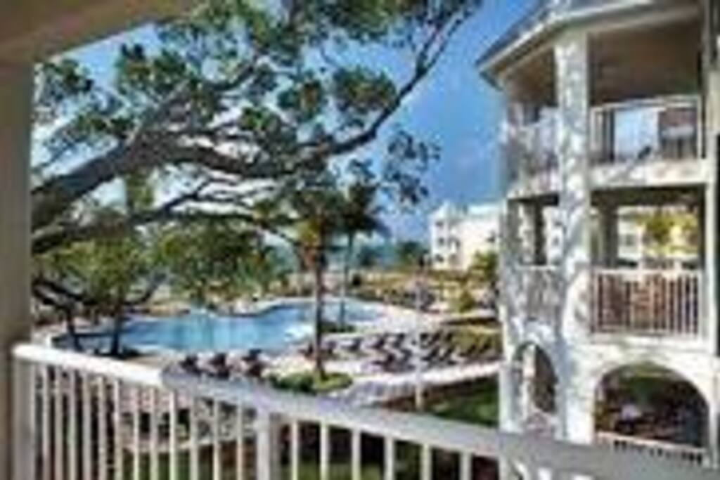 Unit has view of pool