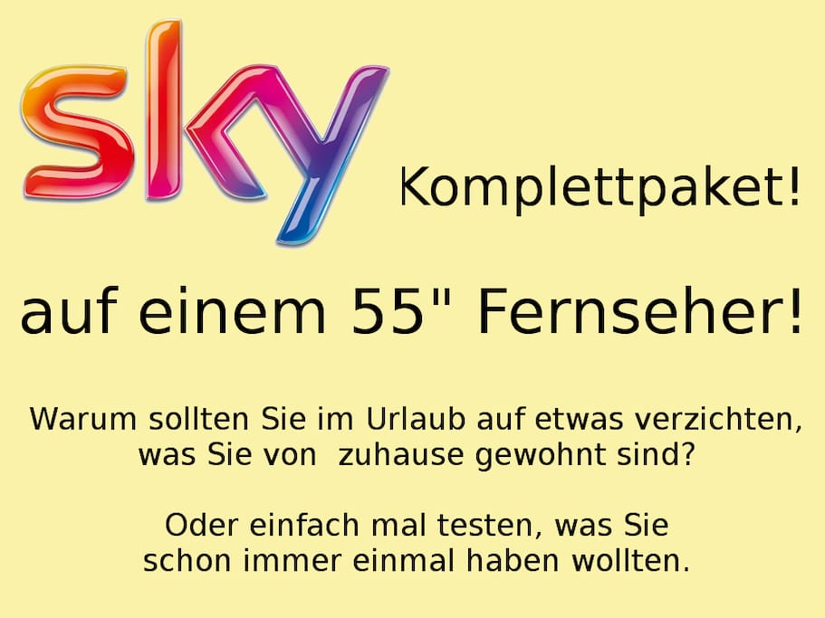 Fernseher in jedem Zimmer, im Wohnzimmer 55" Fernseher mit SKY Komplettpaket