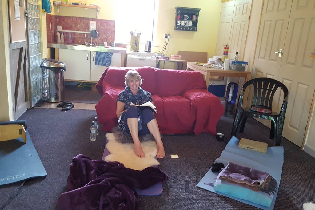 At a yoga retreat. Picture shows small kitchen at the south west side of the yoga room