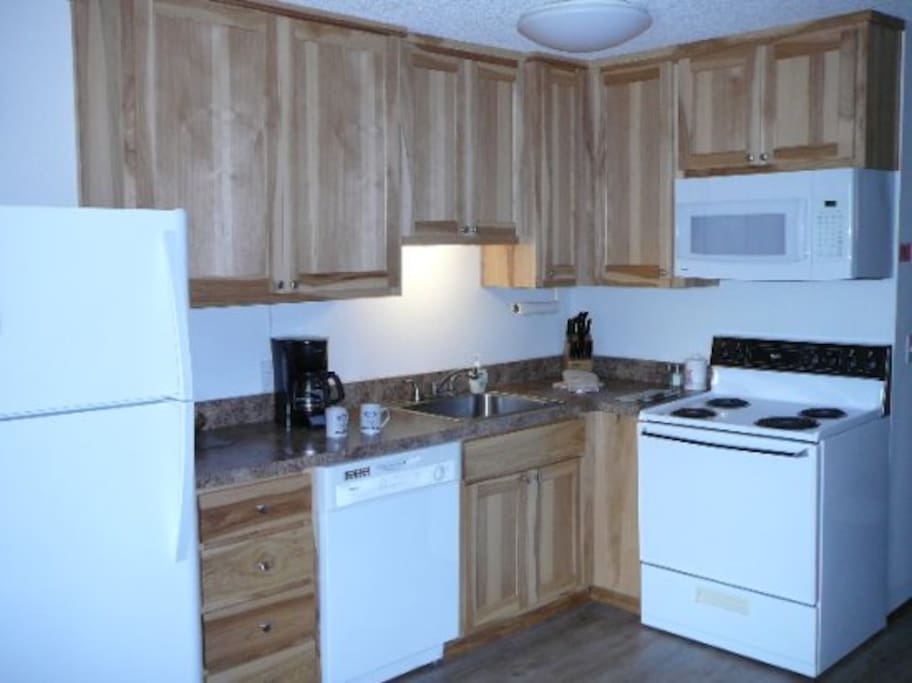 The kitchen is fully equipped with all utensils and appliances. We even provide the coffee!