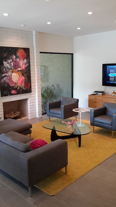 Spacious living room with high end modern furniture