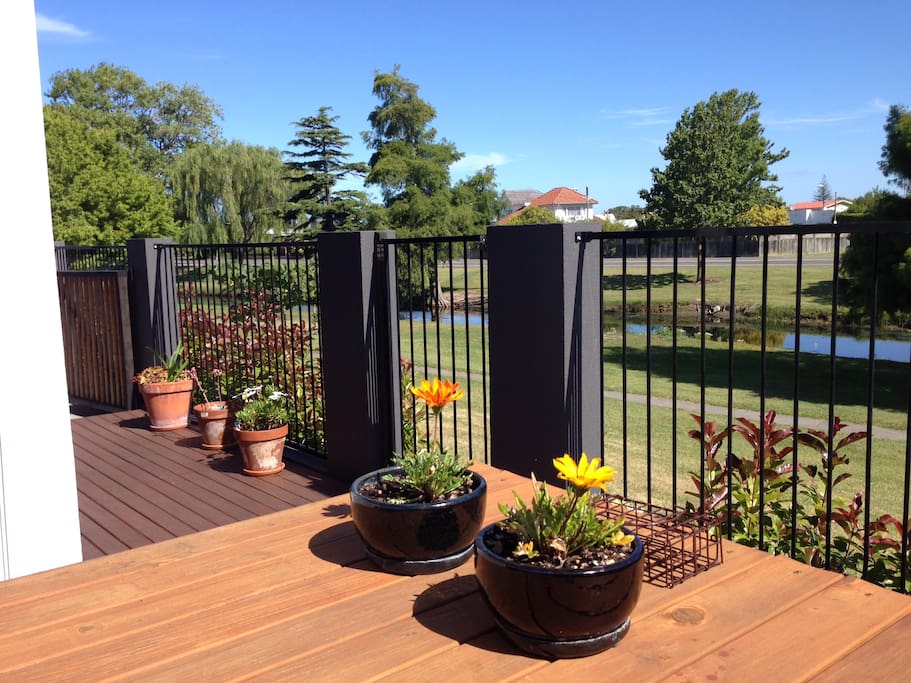Our deck has a nice outlook over the creek and reserve.