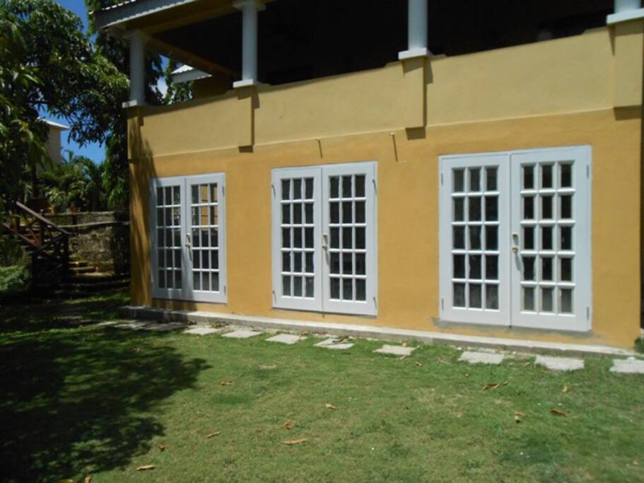 These doors open on to lawn