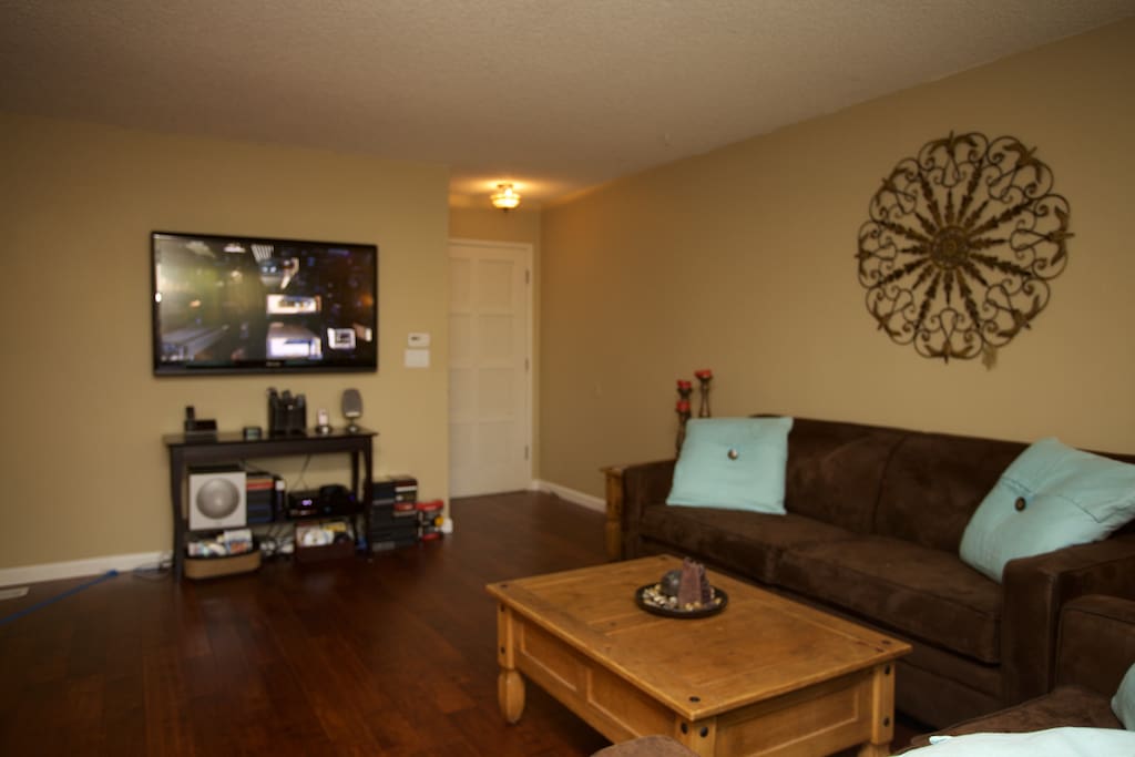 Living Room - HDTV, premium cable, AppleTV, Surround Sound, high speed internet