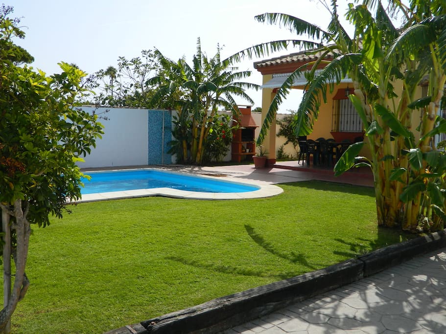 Piscina, jardín