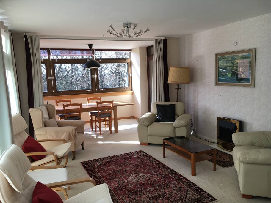Sitting room with dining area at far end