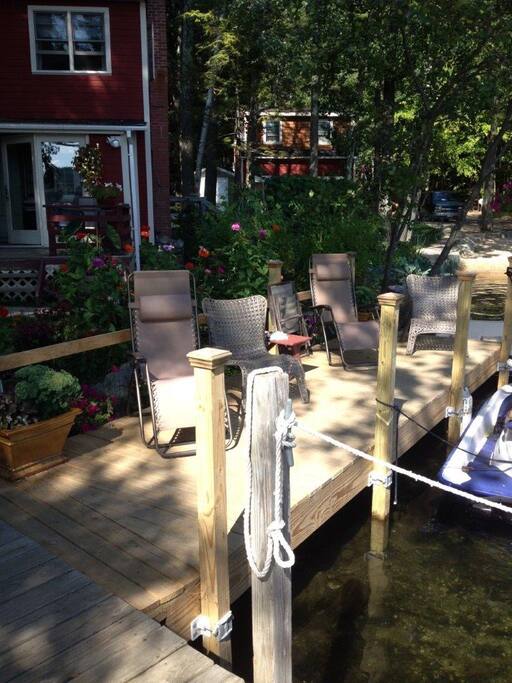 Cocktail deck steps from the house & lake