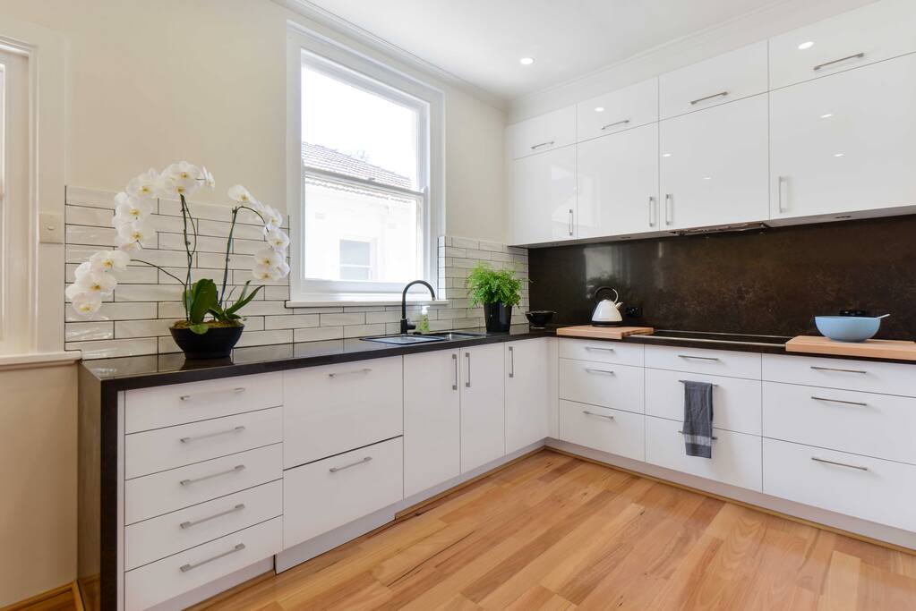 Kitchen, filled with natural light.