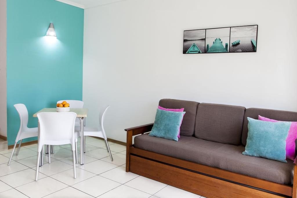 living room w/ sofa bed for 2