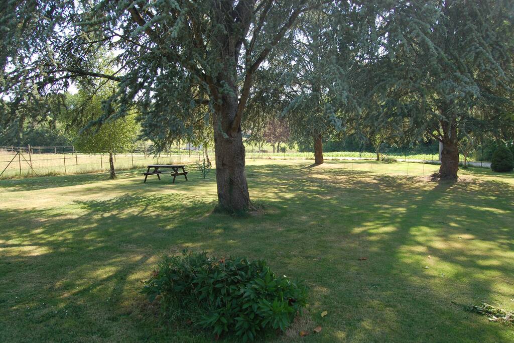 Large garden with play areas.