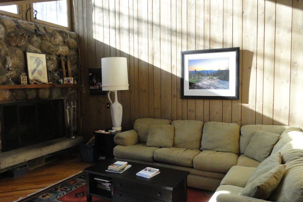 Fieldstone Fireplace, Comfy Couch