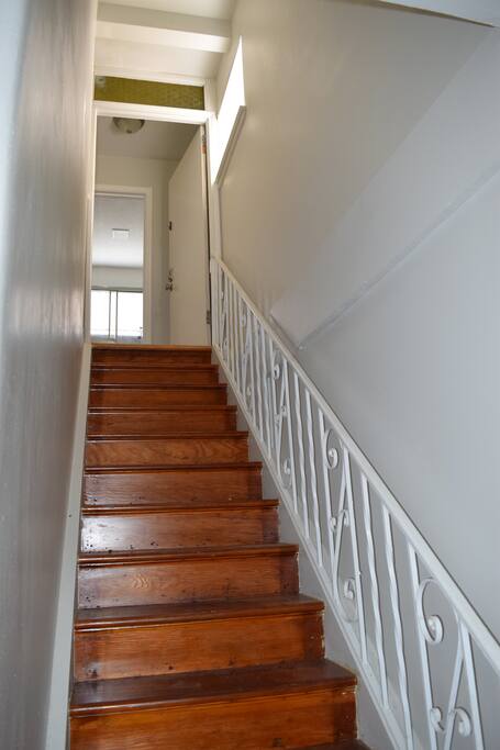 Original wood Staircase to your private apt.