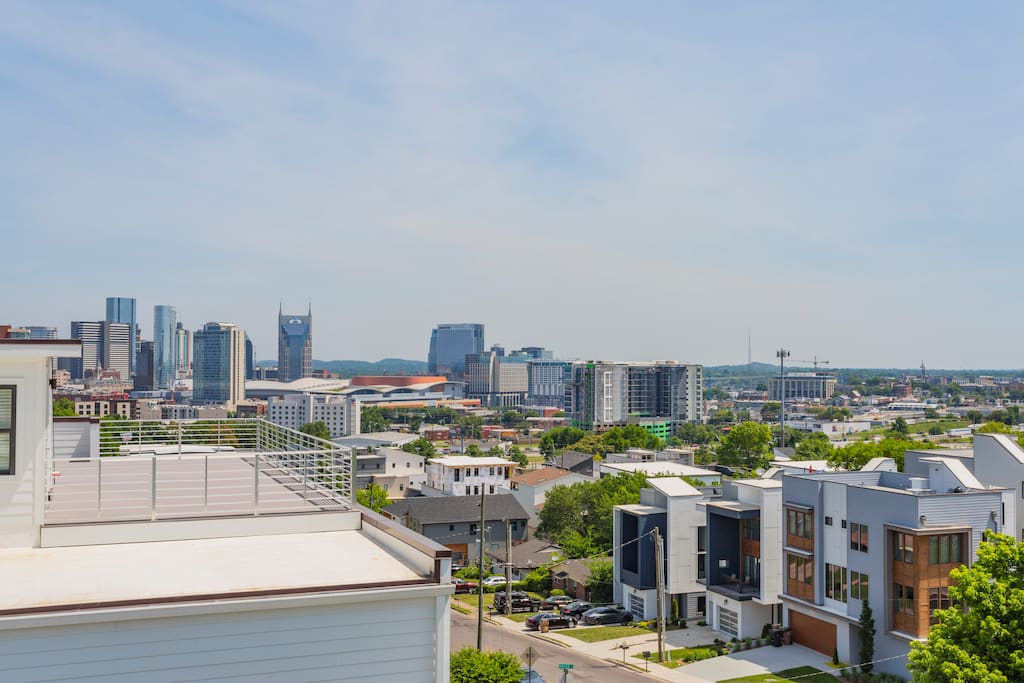 View of downtown Nashville from our rooftop deck!