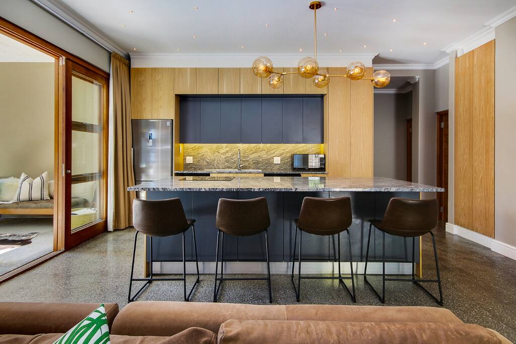 Spacious open plan kitchen leading outdoors