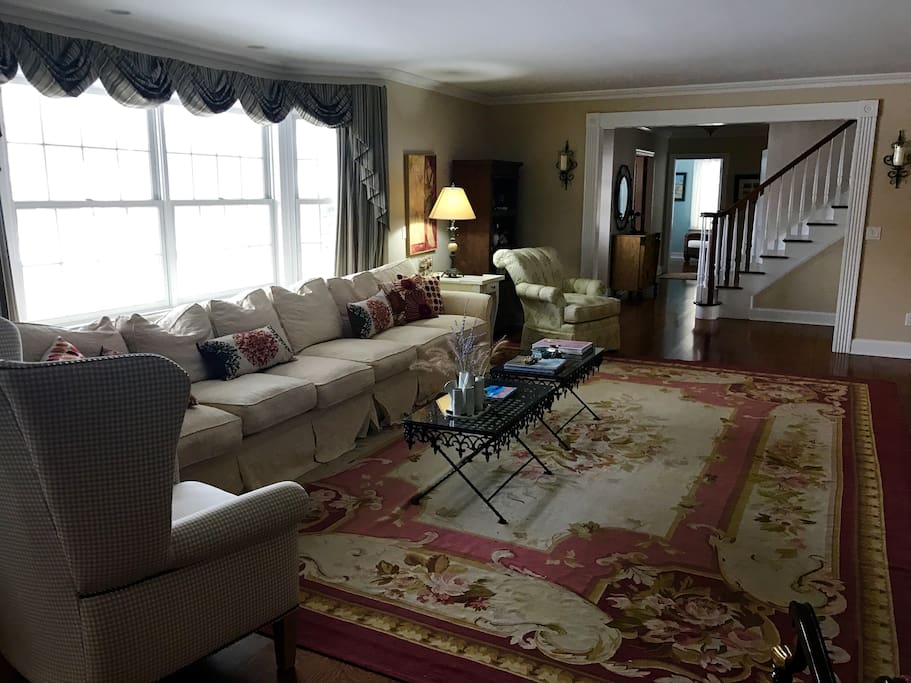 Living Room with fireplace and smart TV