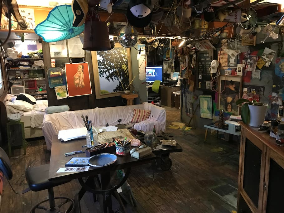 Studio with office area beyond