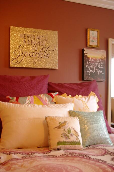 Cozy handmade pillows. Clean and comfortable linens.