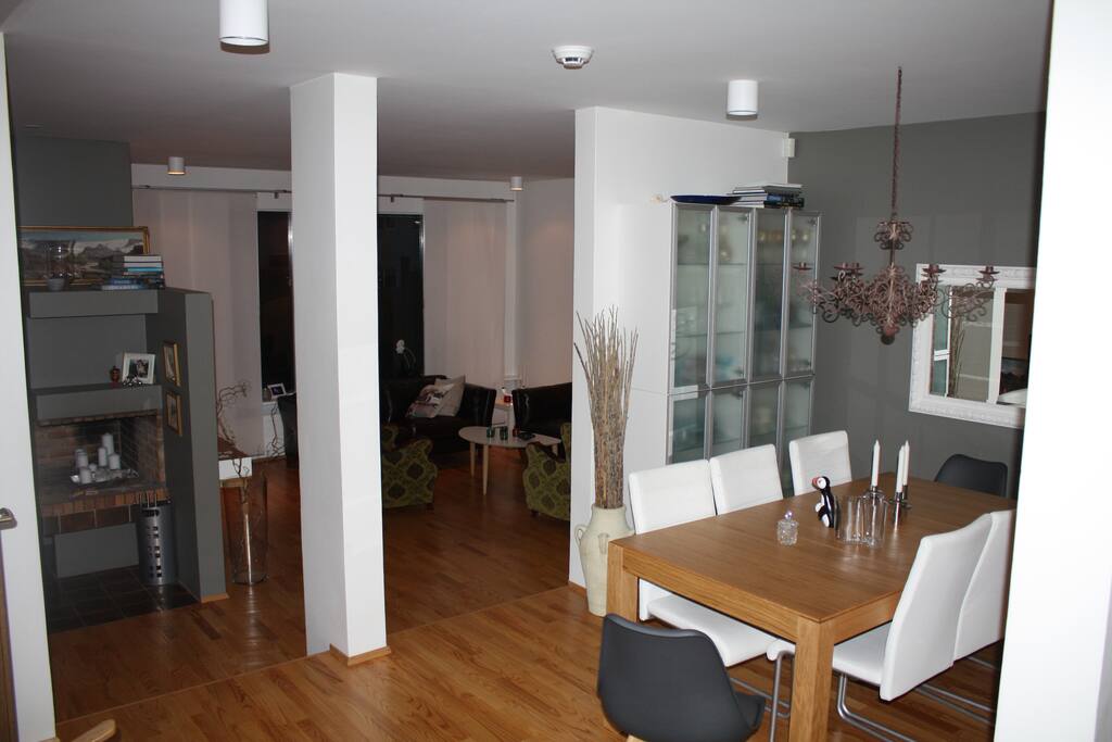 Living room and dining area