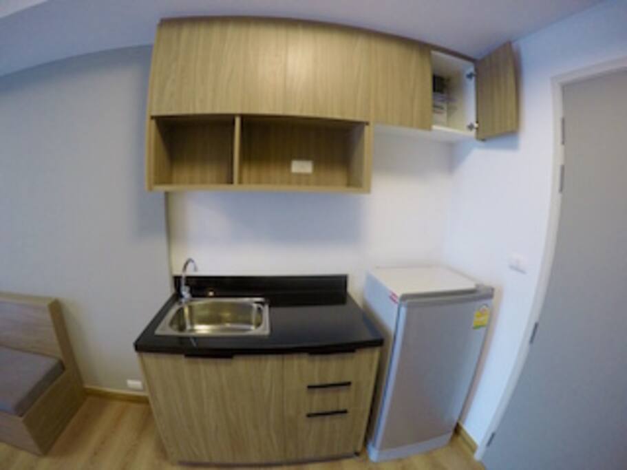 kitchen area; only fridge and microwave included