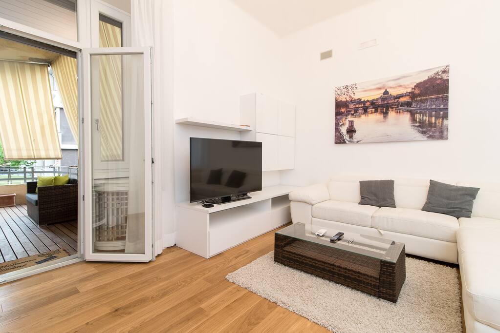 living room tv and Apple tv