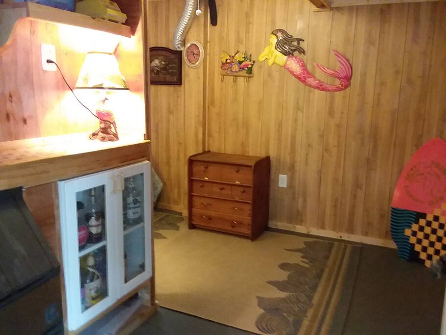Refrigerator and sitting area