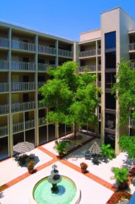 Inner courtyard of The Veranda Beach Club.
