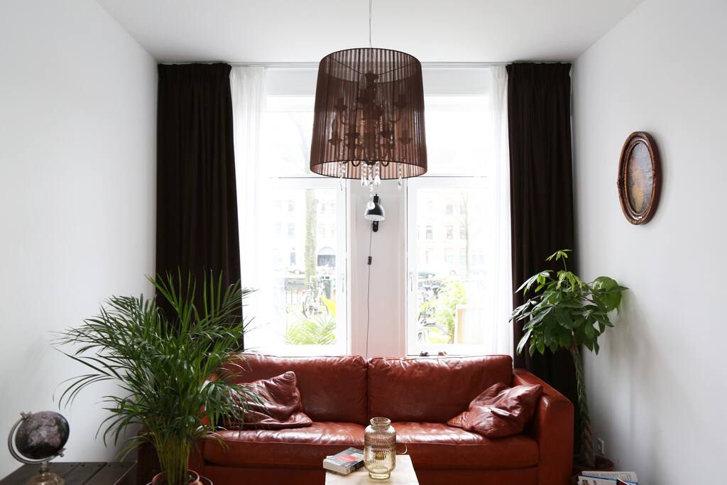 Comfortable couch with beautiful canal view