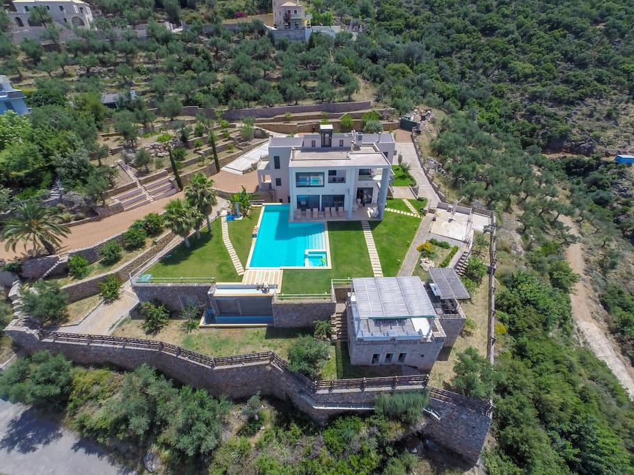Front view of the villa from above