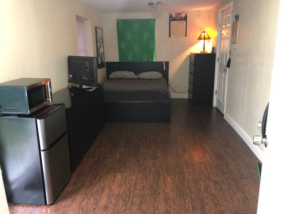 Added fridge and microwave.