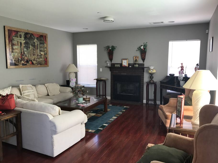 Living room with hard wood floor