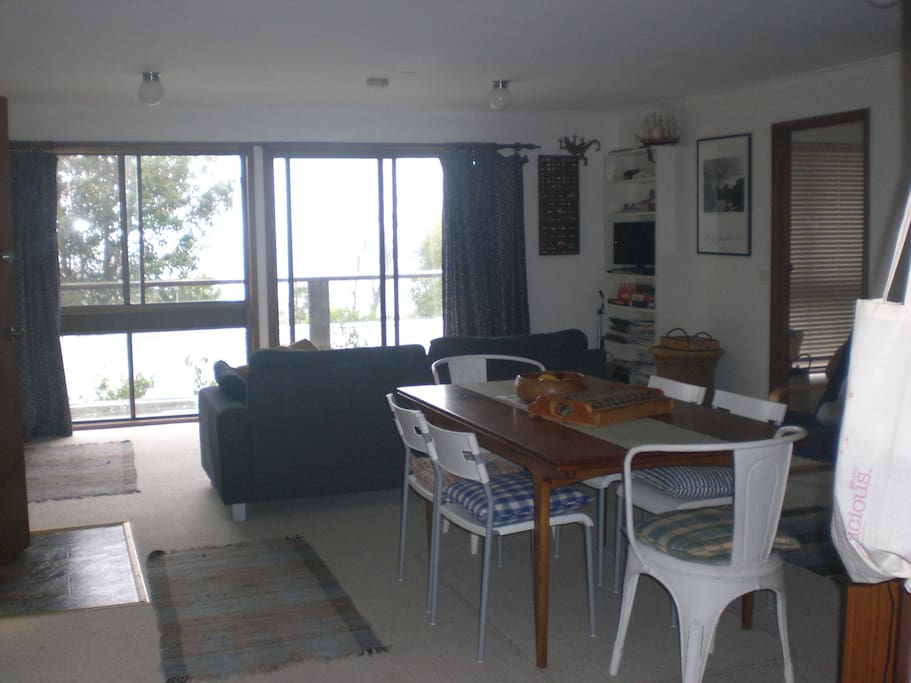 lounge-dining area looking towards the sea.