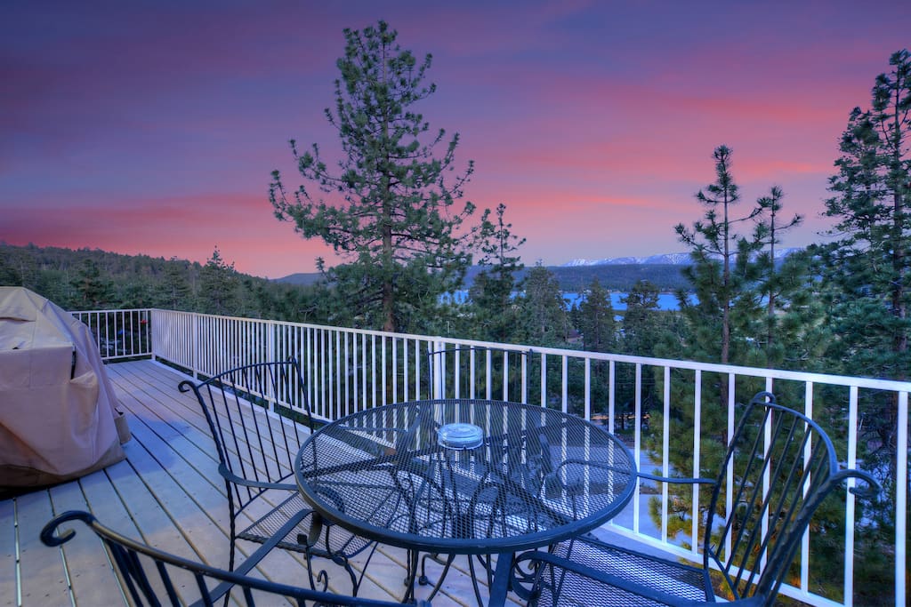 Deck overlooking Big Bear Lake and Ski Slope