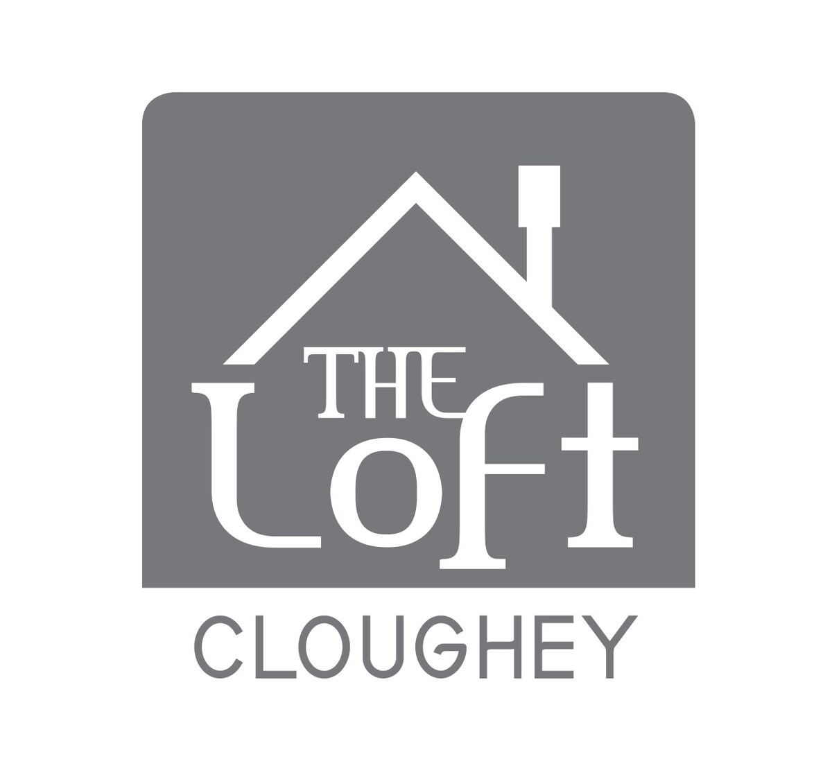 A logo featuring the name 'The Loft' in a modern font, accompanied by a simple house outline. The design is presented in gray with a white background, conveying a contemporary and minimalistic aesthetic.