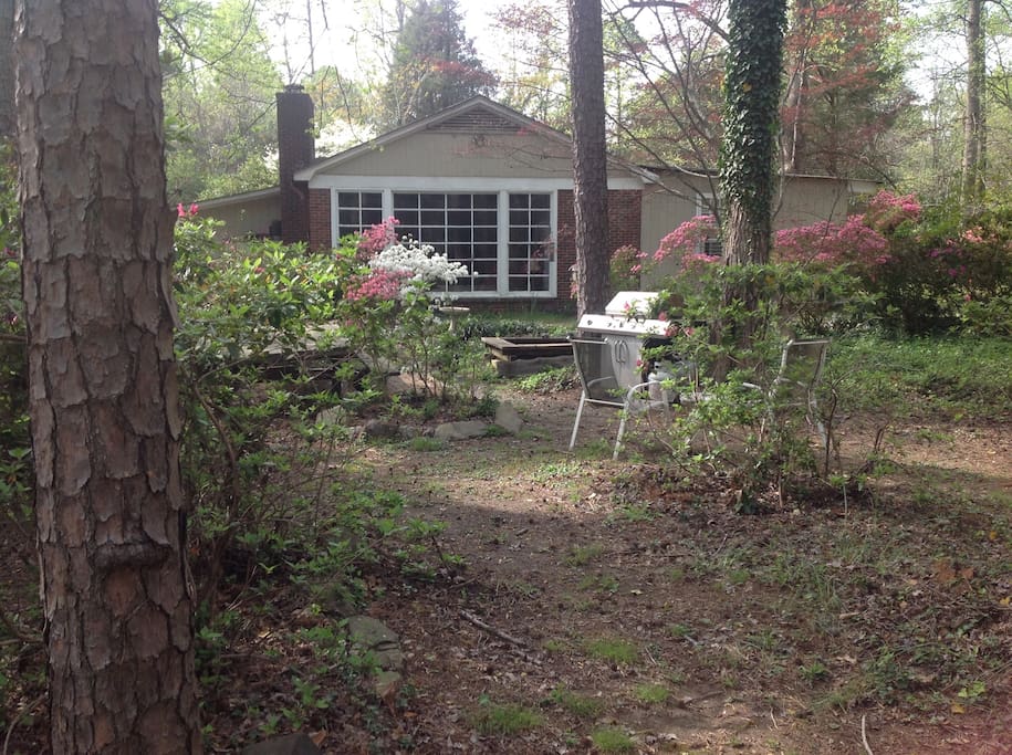 Sideview of the house, the studio is attached to the right of the house from this angle.