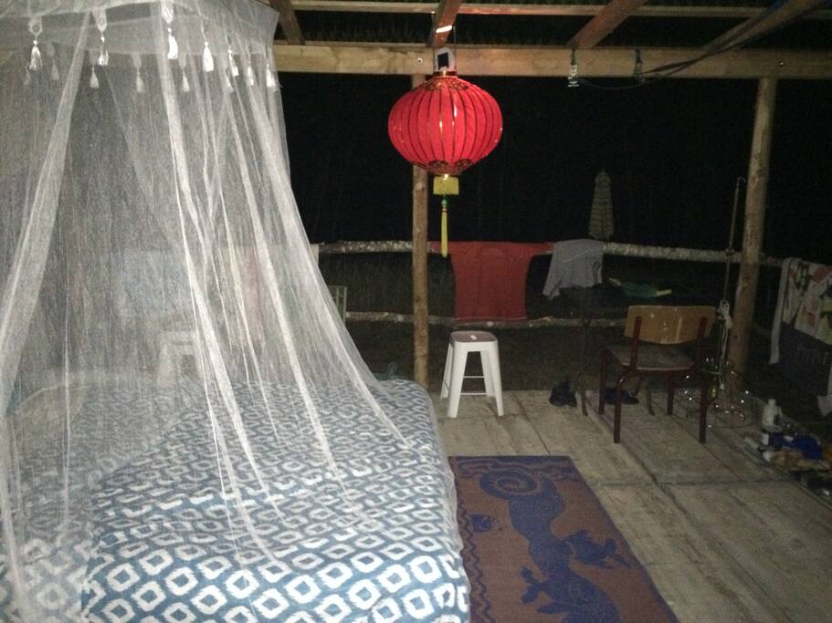 Sleeping outside on the terrace.