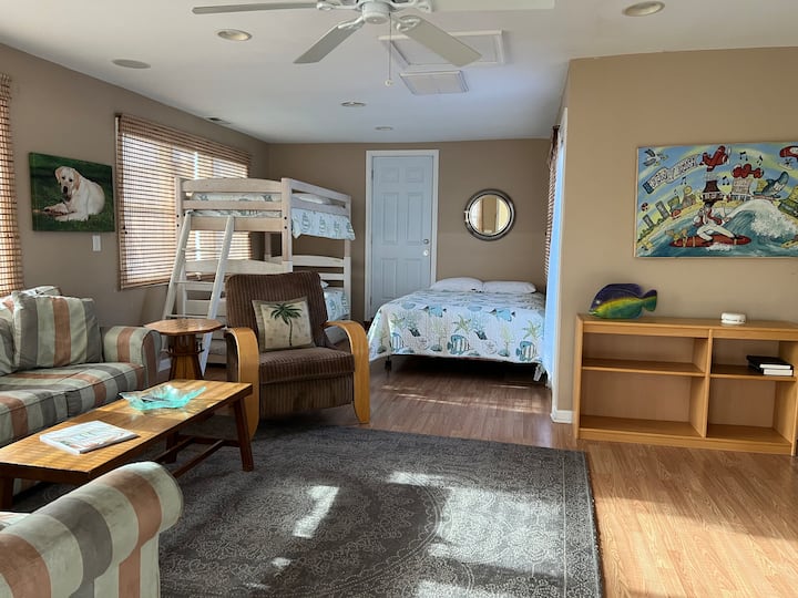 Kid’s bedroom/den. Queen sleeper, bunkbed with trundle, and a separate queen. Sleeps 7! 