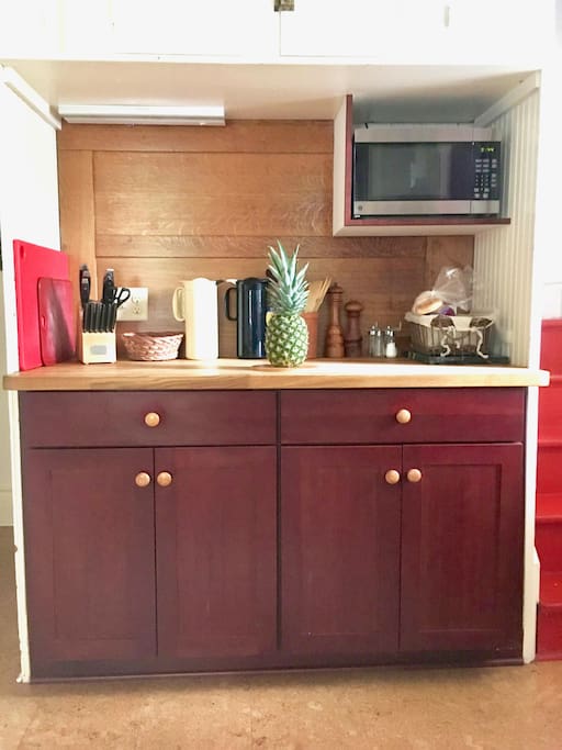 Butcher block counter on customer cabinets
