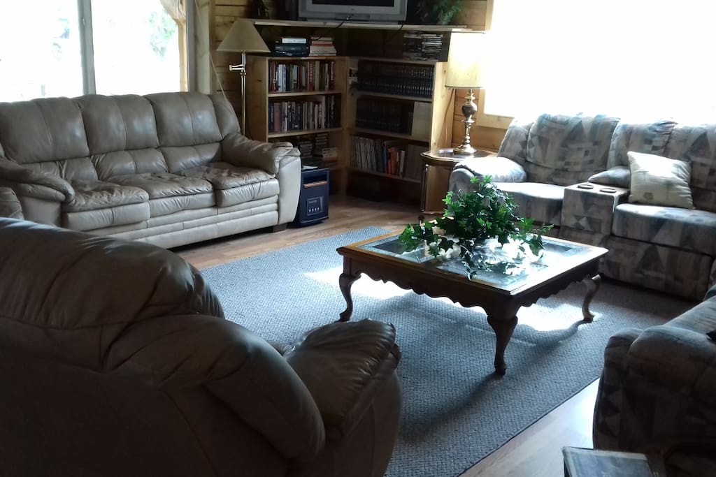 Spacious living room with plenty of sitting room.