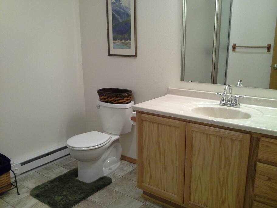 Bathroom is "semi-private." Towels are provided.