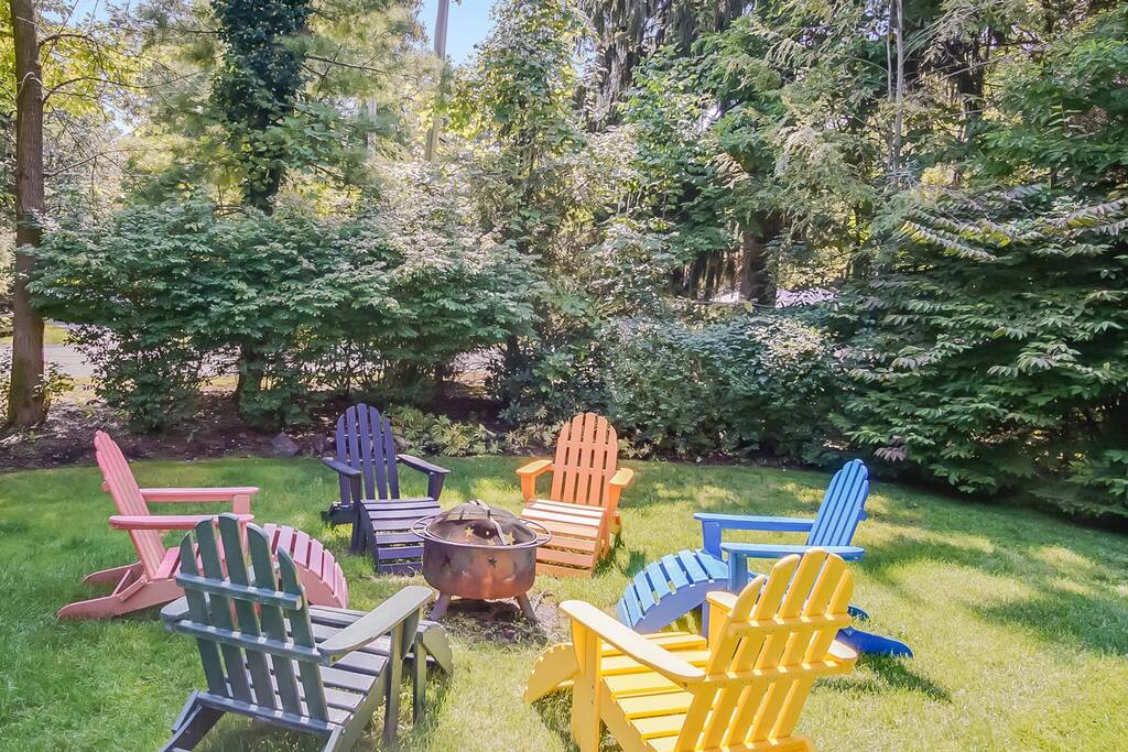 Gather around the fire pit.