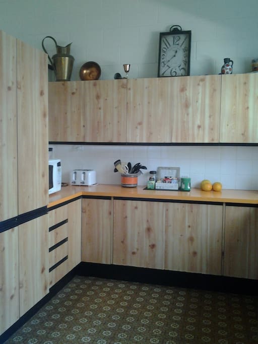 Fully equipped kitchen available to guests.