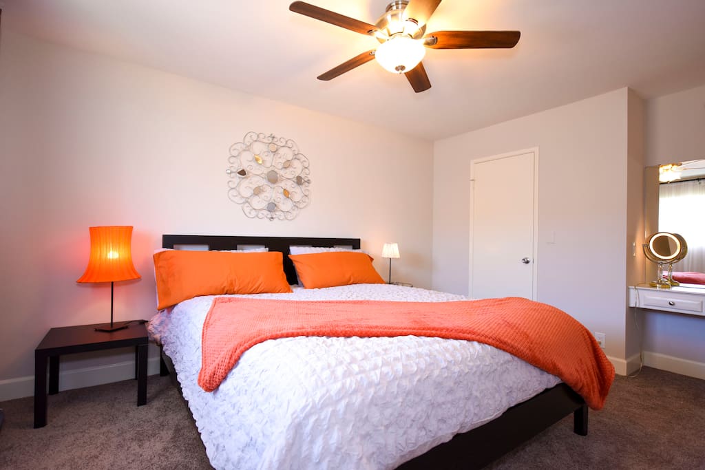 MB Cal King bed size with luxury Sealy Posturepedics and Jennifer Adams bedding.