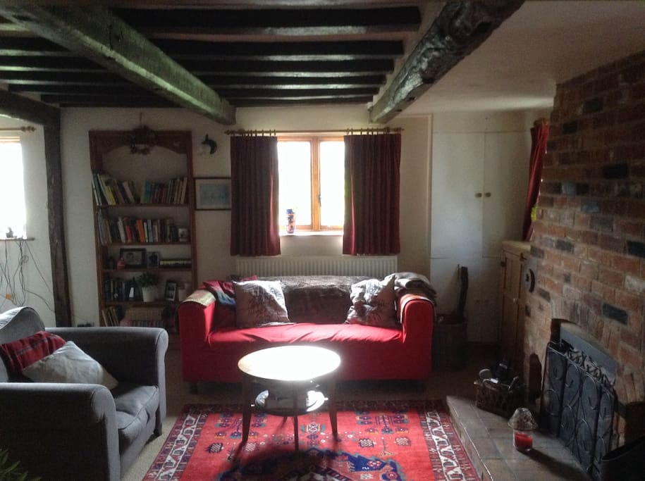 Living room with open fire