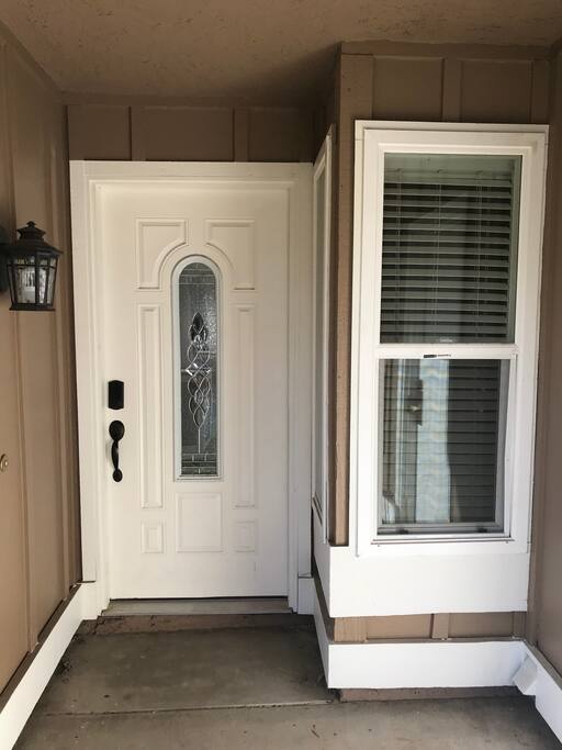 Our front door is next to the nursery windows.