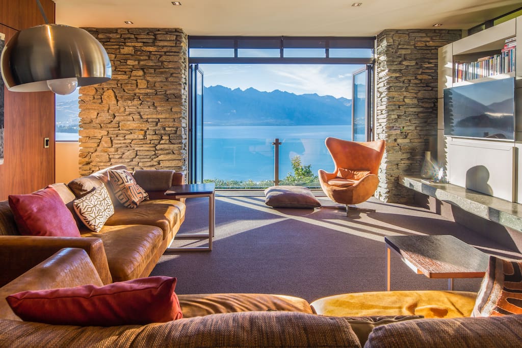 Lounge with mountain & lake views