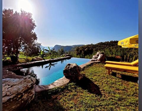 Private Pool & Jacuzzi with Olympos Sea View